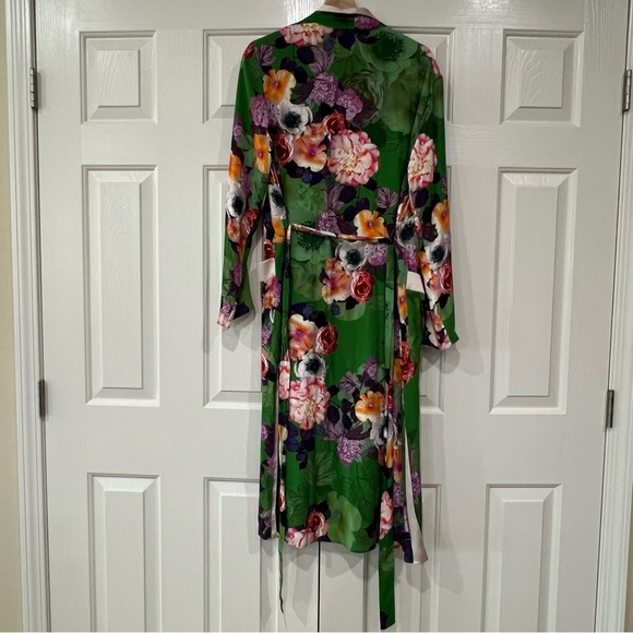 Brand New with tags Zara Green Long Floral Print Kimono Belted Duster Jacket S - Picture 10 of 11